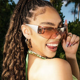 Fashion Rimless Y2K Sunglasses Retro Wrap Around Frameless Sunglasses